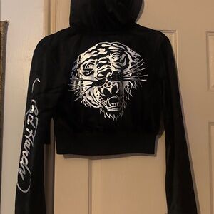 Ed Hardy Black Jacket with Rhinestone Detail - cropped NWT